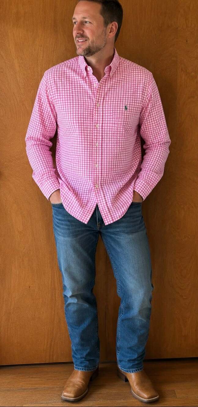 Polo Ralph Lauren Classic Fit Pink Gingham Long Sleeve Button Down Shirt / weste